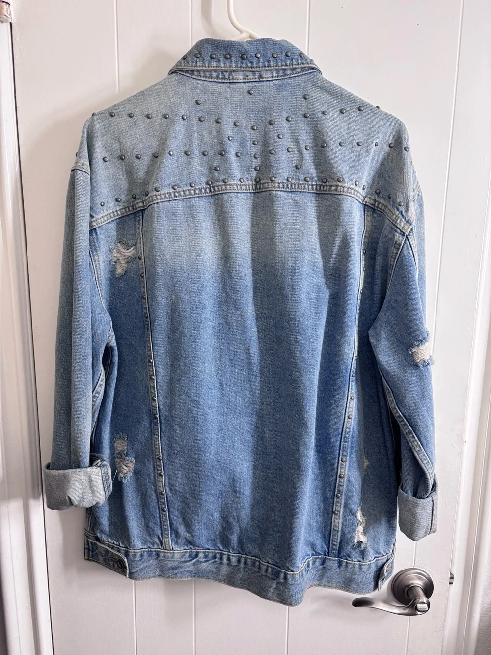 Free People studded denim trucker jacket - Picture 3 of 5